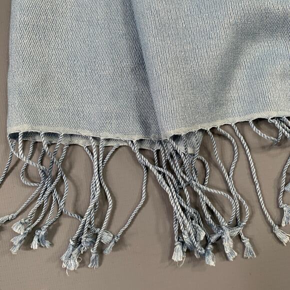 JAEGER Blue Cashmere Silk Fringe Pashmina Scarf Shawl - Picture 2 of 5